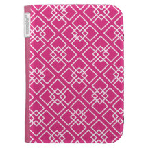 Fushia Pink Diamond Geometric Pattern Kindle Keyboard Case