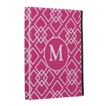 Fushia Pink Monogram Geometric Pattern iPad Folio Covers