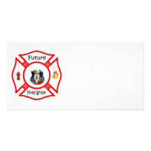 Future Firefighter Red Maltese Photo Cards