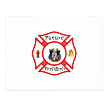 Future Firefighter Red Maltese Postcard