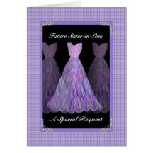 Future Sister-in-Law Bridesmaid  - PURPLE Dresses Greeting Cards