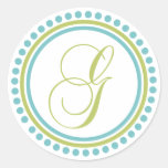 G Monogram (Chartreuse / Teal Dot Circle) Sticker