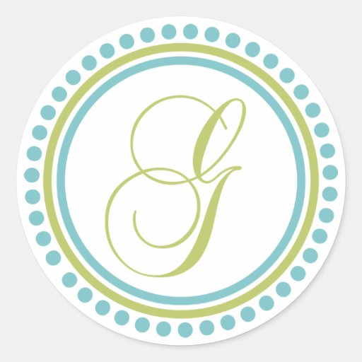 G Monogram (Chartreuse / Teal Dot Circle) Sticker