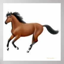 Galloping Bay Horse Poster