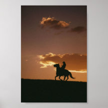 Galloping Cowboy Silhouette Print