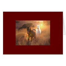 Galloping Wild Horses Greeting Card