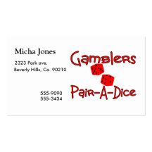 Gamblers Pair A Dice Business Card Template