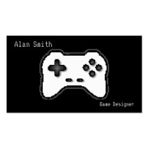 Game Controller Black White 8bit Video Game Style Business Cards