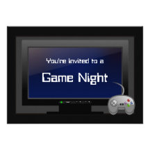 Game Night, Plasma Video Gaming Party Invitation