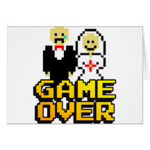 Game over marriage (8-bit) greeting card