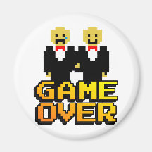 "Game Over" Marriage (Gay, 8-bit) Fridge Magnets