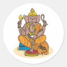 Ganesha Round Sticker