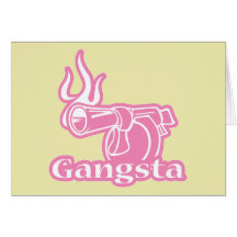 Gangsta - Pink Gangster Gun Greeting Cards