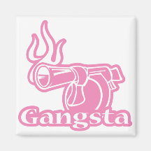 Gangsta - Pink Gangster Gun Refrigerator Magnets