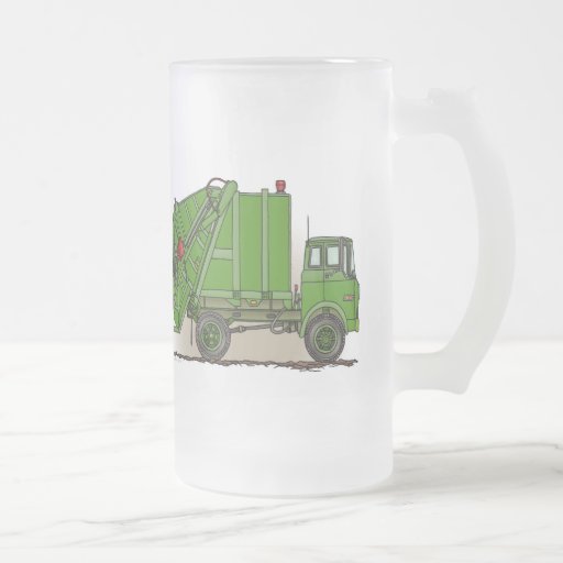 Garbage Truck Green Glass Mug
