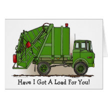 Garbage Truck Green Note Card