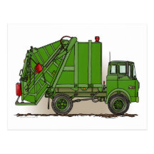 Garbage Truck Green Post Card