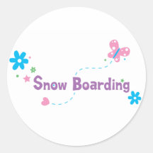 Garden Flutter Snow Boarding Round Stickers