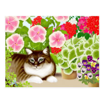 Garden Jungle Tiger Cat Postcard