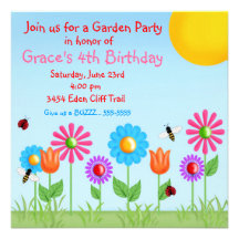 Garden Party Ladybug  Birthday Invitations