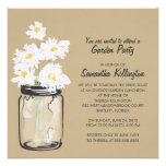 Garden Party Mason Jar & White Daisies Invite
