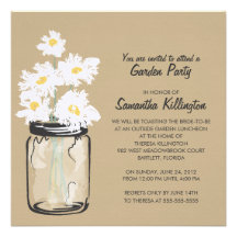 Garden Party Mason Jar & White Daisies Invite