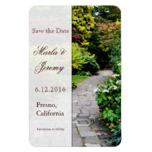 Garden path style save the date rectangular magnet