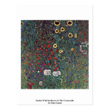 Garden With Sunflowers In The Countryside Post Card