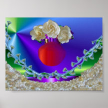 Gardenia flowers in a red vase posters