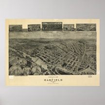 Garfield New Jersey 1909 Antique Panoramic Map Print