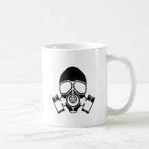 gas mask stencil logo mug