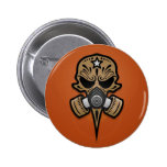 Gas Mask Sugar Skull, Brown Pin