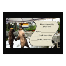 Gay Bear Wedding or Ceremony RSVP Cards Personalised Invitations