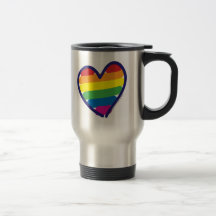 Gay Pride Rainbow Heart Mugs