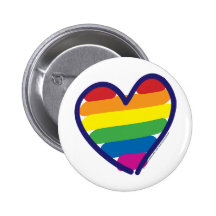 Gay Pride Rainbow Heart Pinback Button