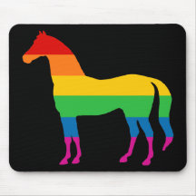 Gay Pride Rainbow Stripe Horse Mousemat