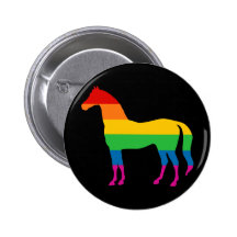 Gay Pride Rainbow Stripe Horse Pinback Button