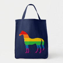 Gay Pride Rainbow Stripe Horse Tote Bag