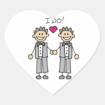 Gay Wedding Groom Heart Sticker
