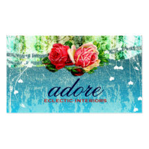 GC | Adore in Roses | Vintage | Turquoise Business Cards