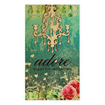 GC | Adore | Vintage Turquoise Gold Metallic Business Card Template