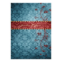 GC | Bejeweled Turquoise & Red Personalised Invitation
