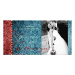 GC | Bejeweled Turquoise & Red Thank You Photo Card Template