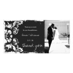 GC | Charcoal Vintage Damask Horizontal Thank You Photo Cards