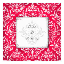 GC | Erika Vintage Damask-Red Personalized Invitations