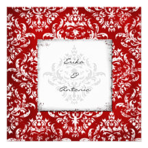 GC | Erika Vintage Damask-RubyRed Personalised Invite