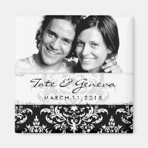 GC | Erika Vintage Damask Save the Date-Black Magnet