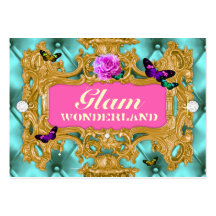 GC Glam Wonderland Gold Aqua Tuft Business Cards