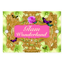 GC Glam Wonderland Gold Lime Tuft Business Card Templates