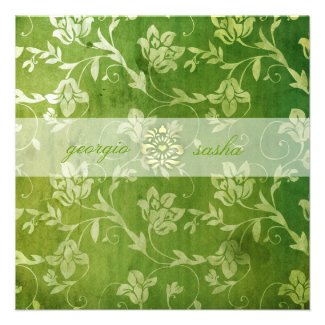GC | Gorgeous Green Floral Vintage Personalized Invite
